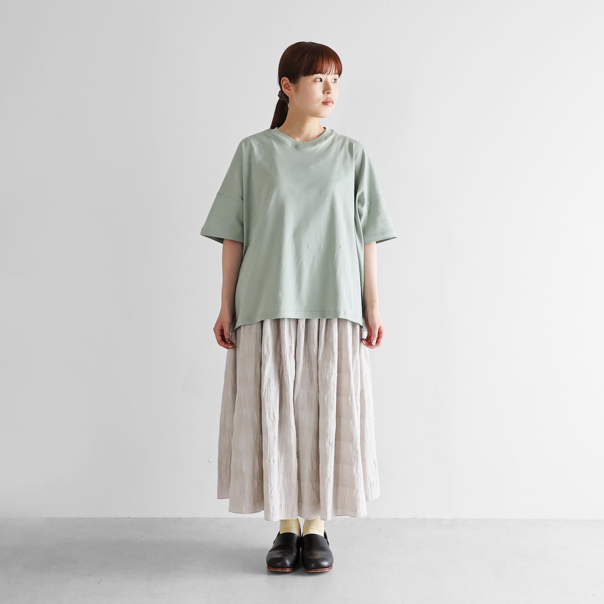 ［HUIS in house］SUVIN COTTON半袖スクエアワイドカットソーHF【レディス】CS208HF