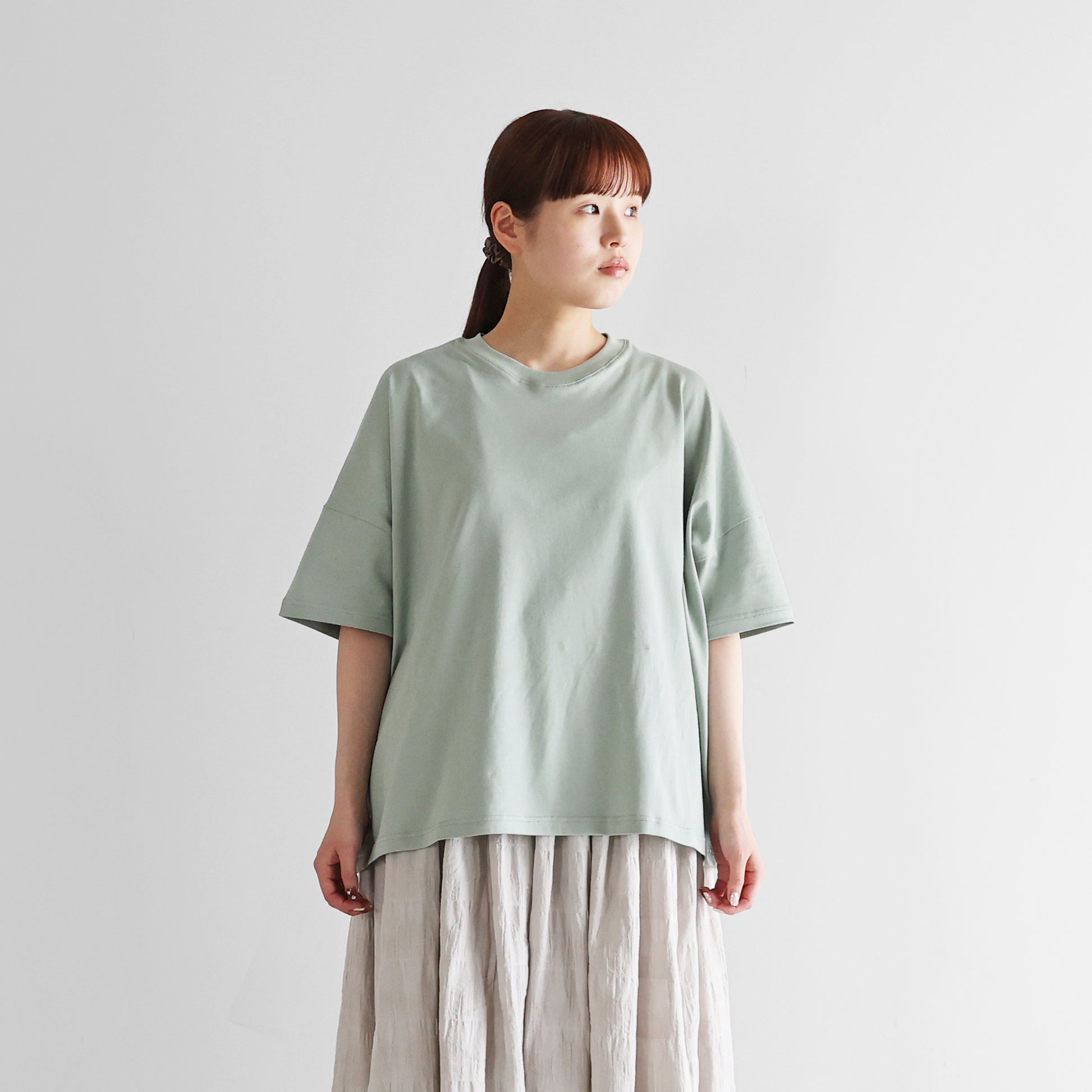 ［HUIS in house］SUVIN COTTON半袖スクエアワイドカットソーHF【レディス】CS208HF