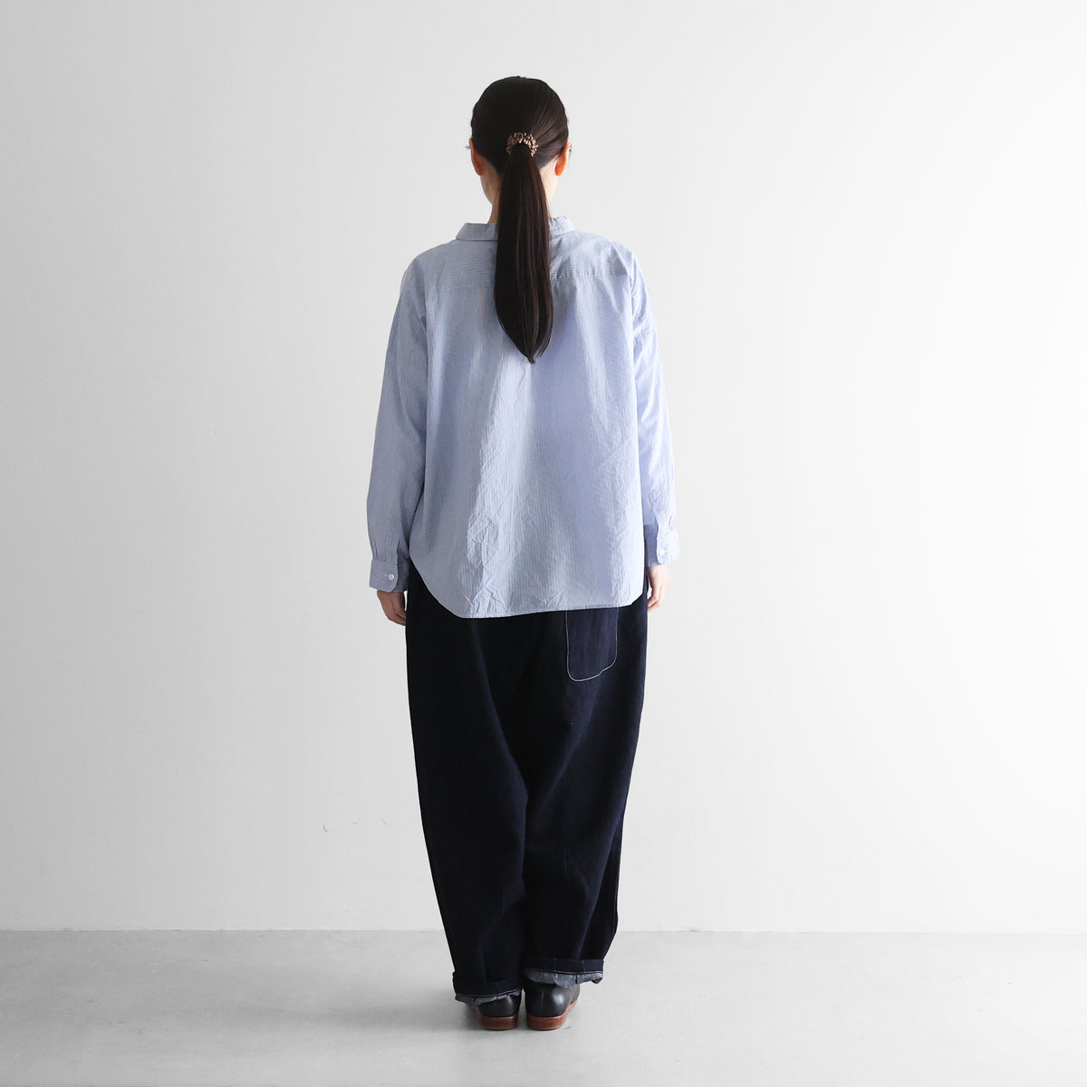 “HUIS×三備”綿麻シャトルデニムバルーンパンツロング【ユニセックス】506L