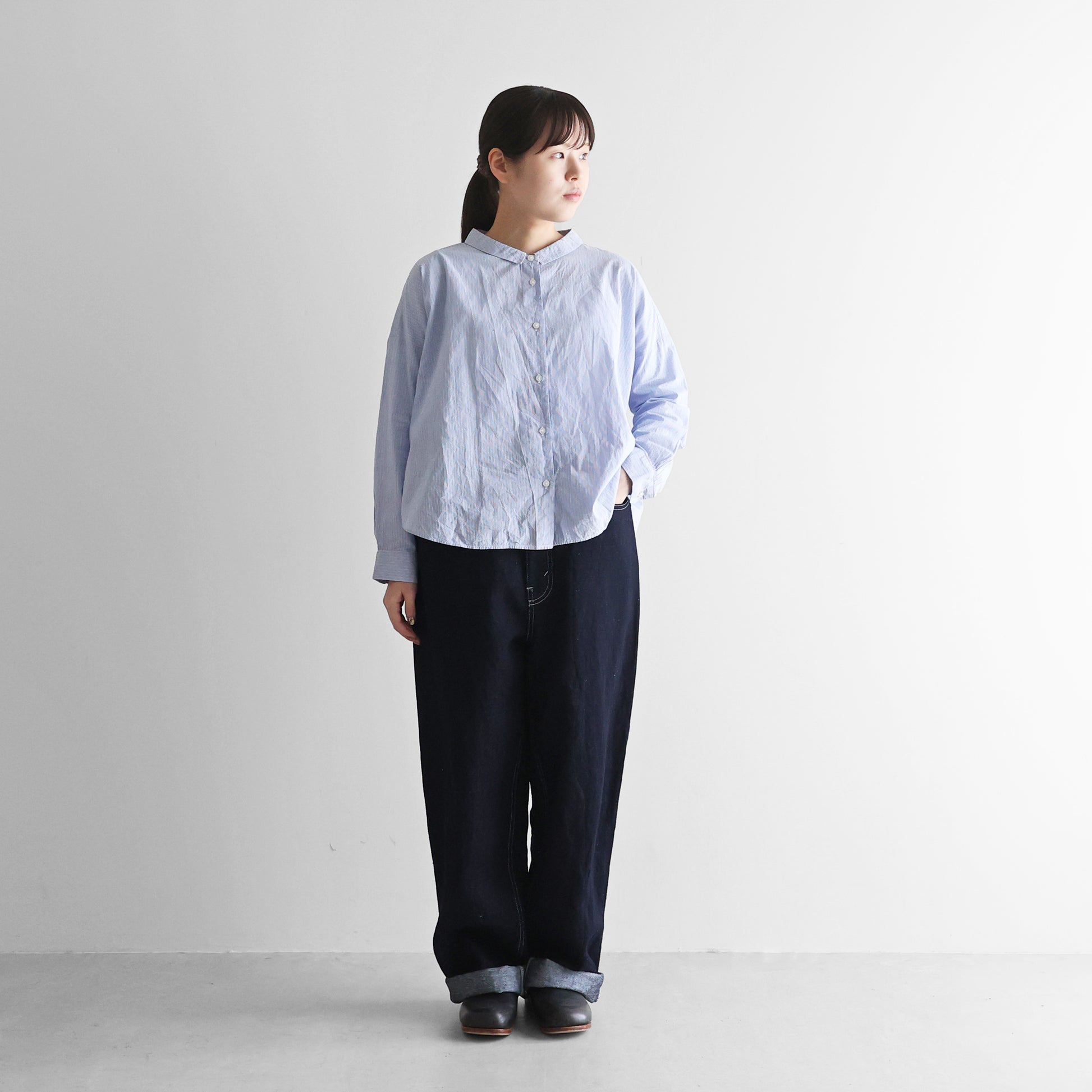 “HUIS×三備”綿麻シャトルデニムワイドストレートワークパンツ【ユニセックス】515