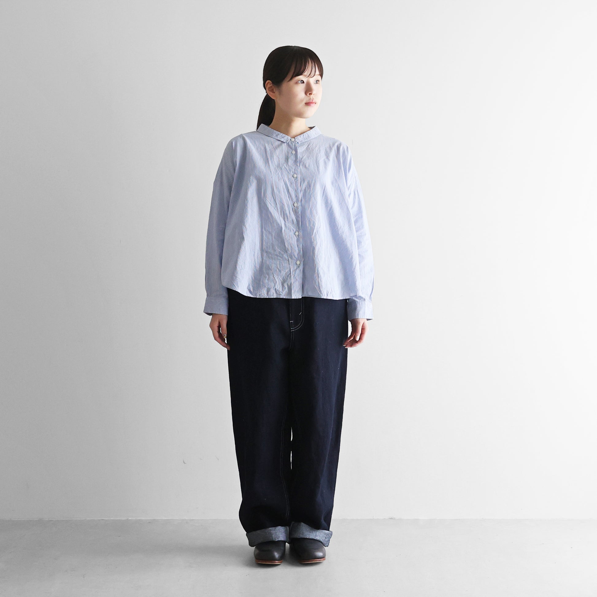 “HUIS×三備”綿麻シャトルデニムワイドストレートワークパンツ【ユニセックス】515