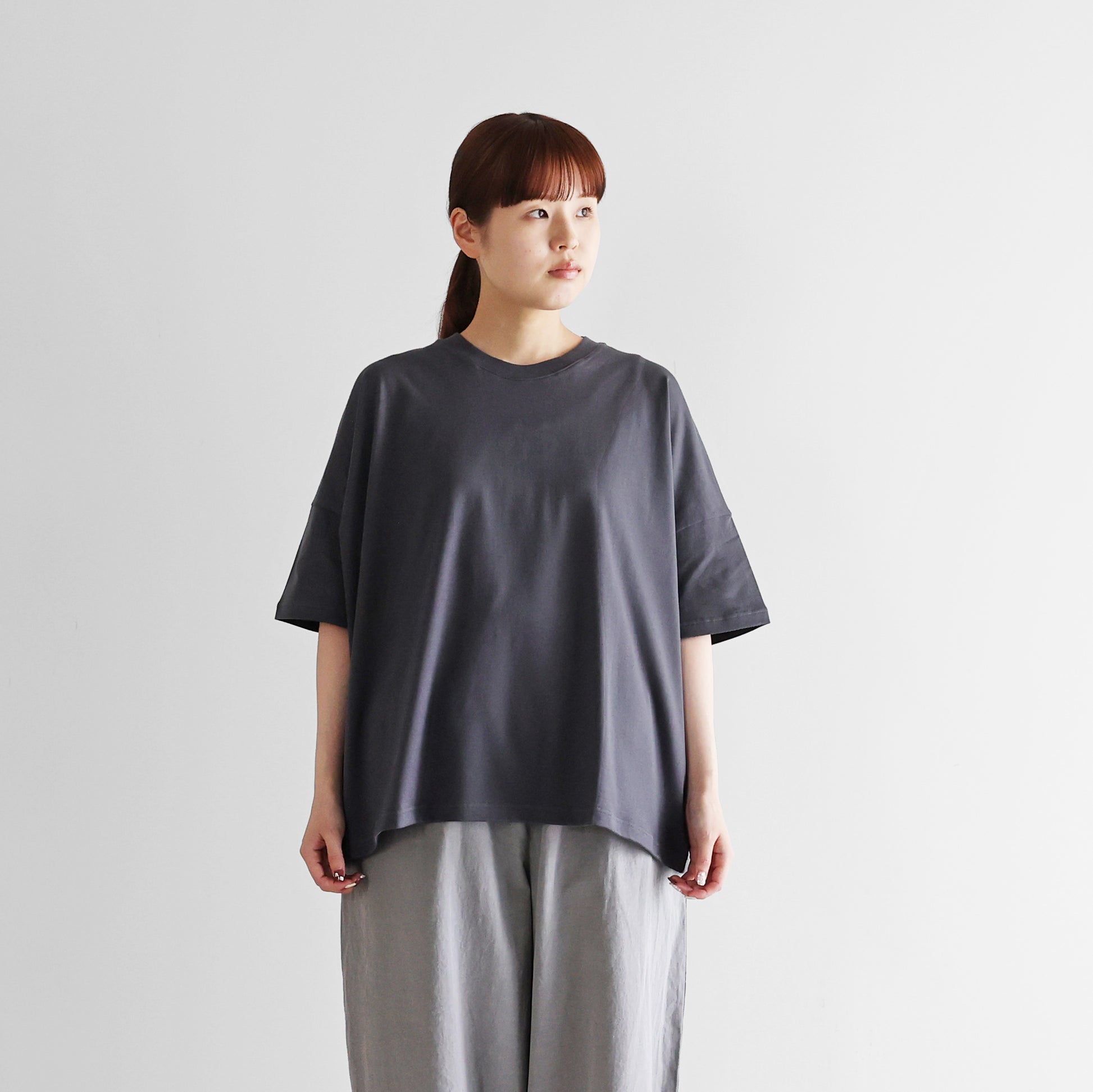 ［HUIS in house］SUVIN COTTON半袖スクエアワイドカットソーHF【レディス】CS208HF