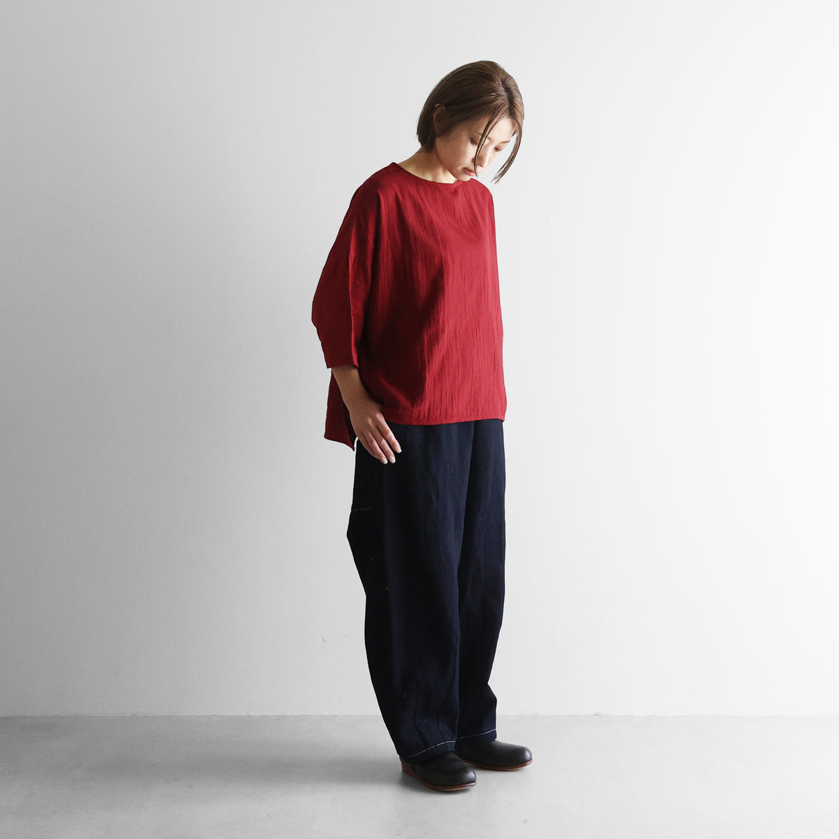 “HUIS×三備”綿麻シャトルデニムバルーンパンツロング【ユニセックス】506L
