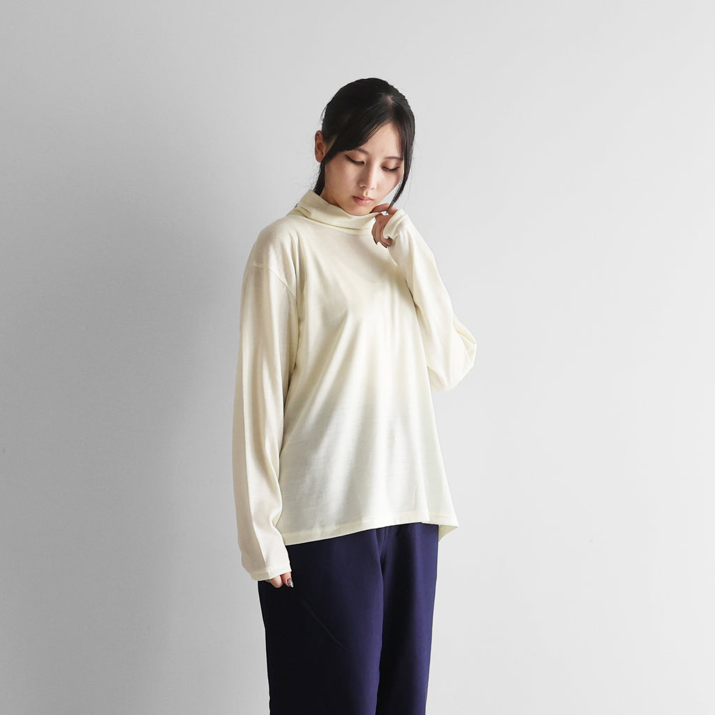 ［HUIS in house］メリノオプティモウォッシャブルウール天竺長袖ゆるタートルネックカットソー【ユニセックス】CS204