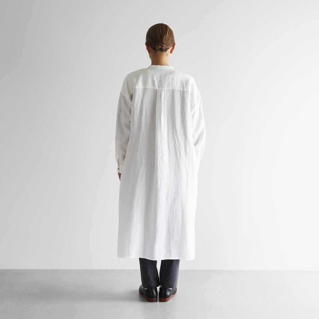 オールドレピアリネンバンドカラーシャツロングワンピース【レディス】 U218