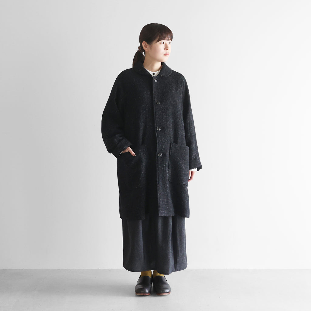 “HUIS×尾州”縮絨リネンウールミドルコート【ユニセックス】316