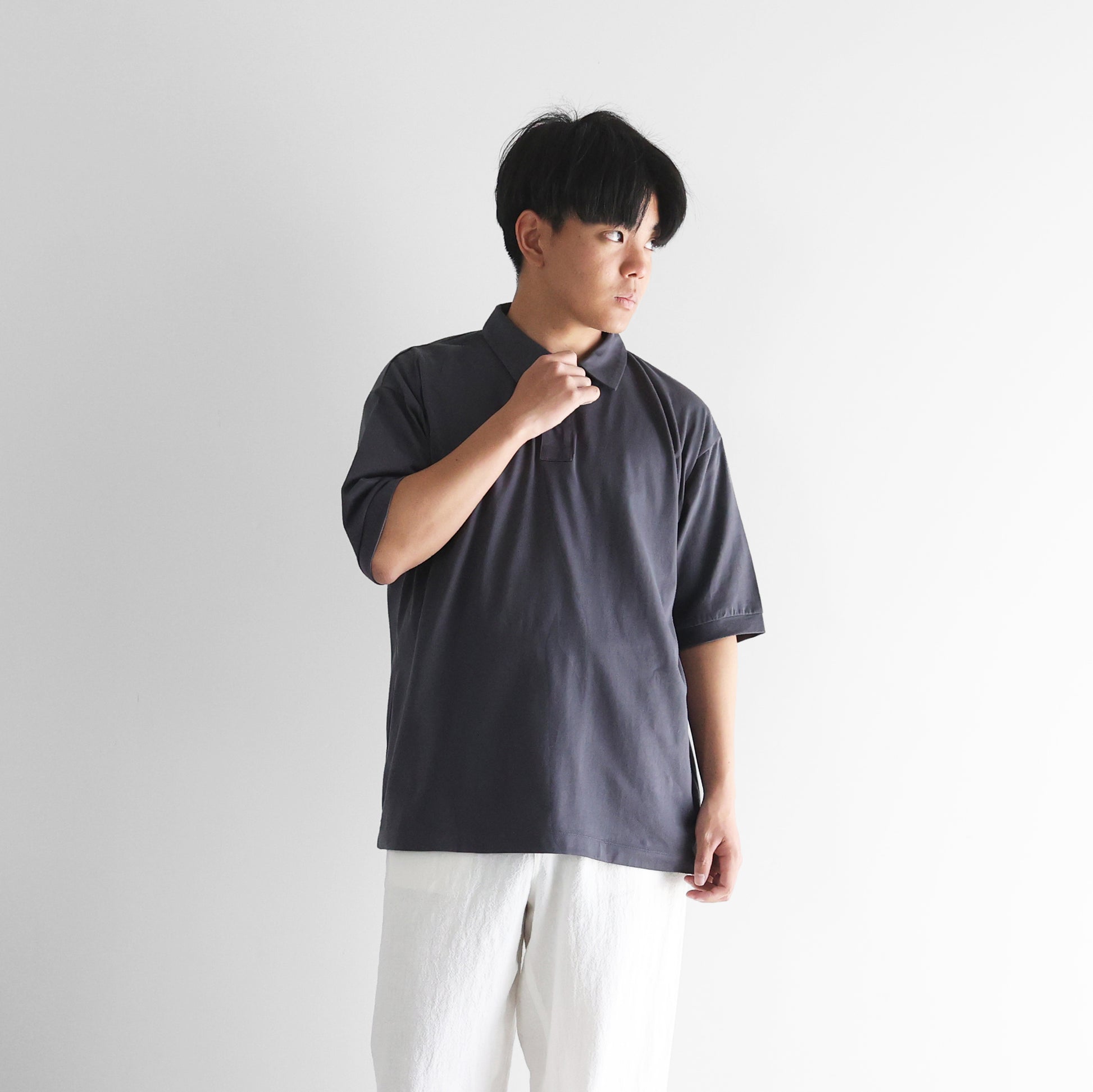 ［HUIS in house］SUVIN COTTONビッグポロカットソー【ユニセックス】CS111