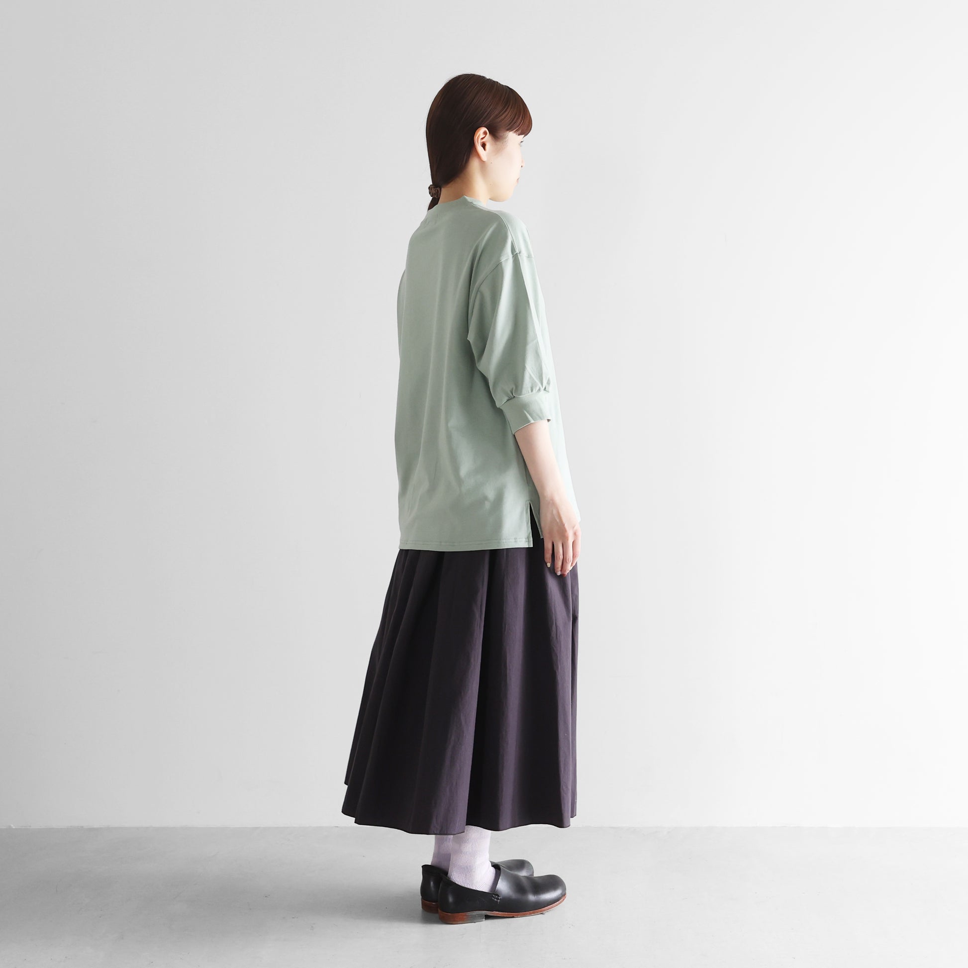 ［HUIS in house］SUVIN COTTON5分袖リブカットソー【レディス】CS106