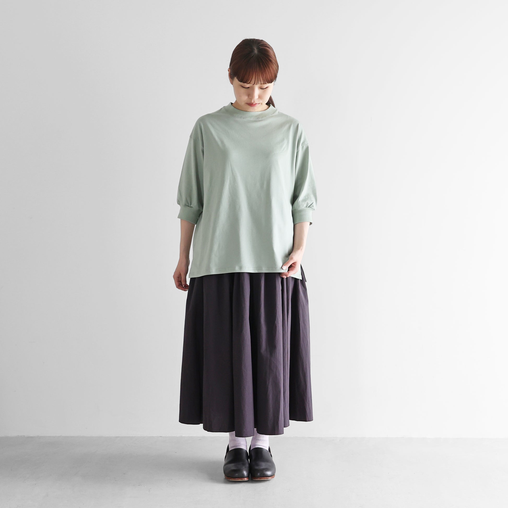 ［HUIS in house］SUVIN COTTON5分袖リブカットソー【レディス】CS106