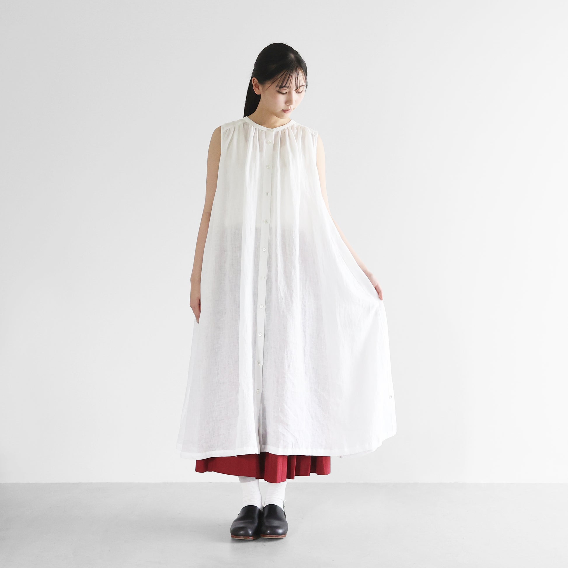シャトルリネンライトノースリーブワンピース【レディス】U206