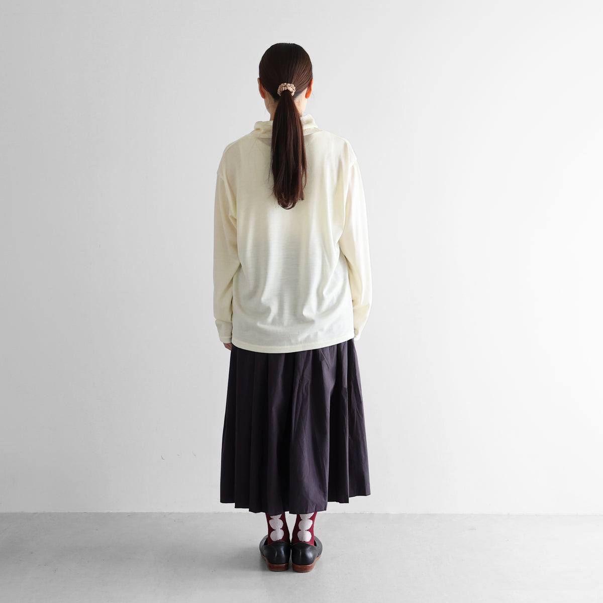 ［HUIS in house］メリノオプティモウォッシャブルウール天竺長袖ゆるタートルネックカットソー【ユニセックス】CS204