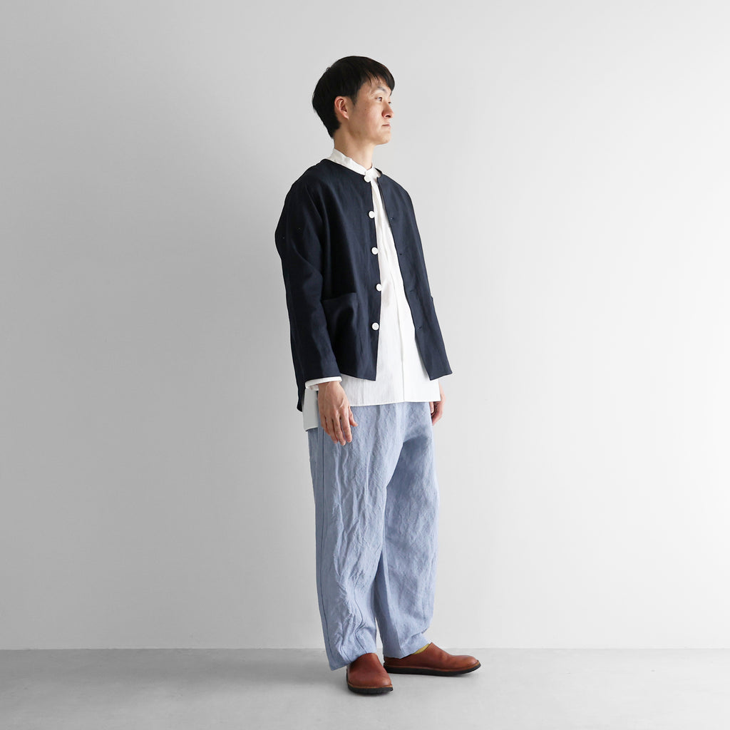 オールドレピアリネンノーカラーシャツジャケット【ユニセックス】010