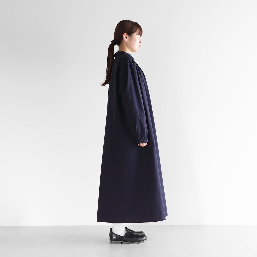 綿ウールタイプライタークロス前開きロングワンピース【レディス】 U217