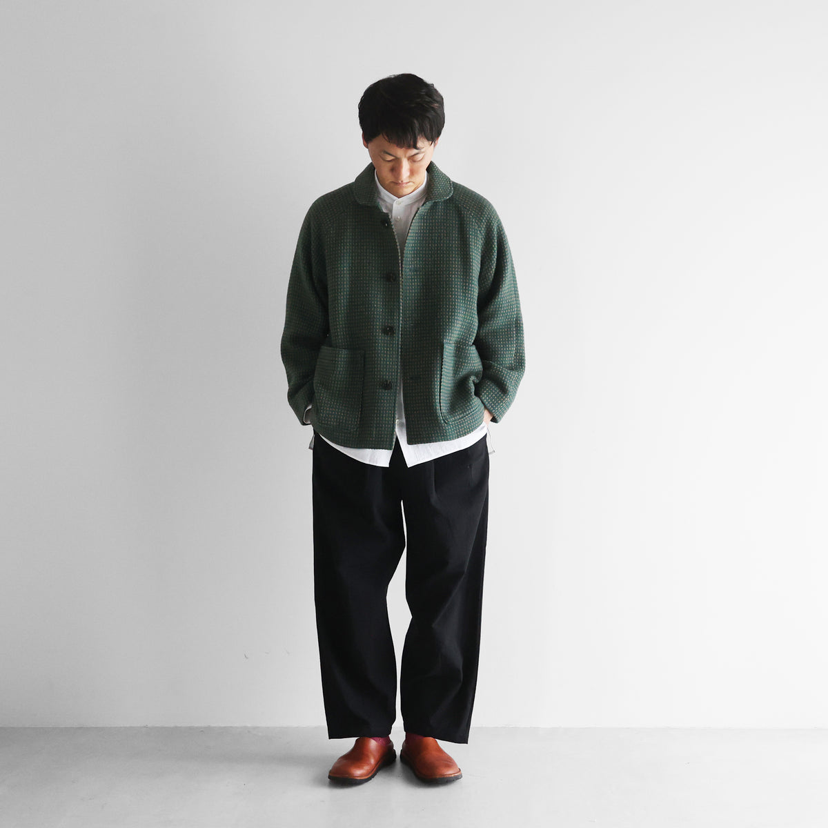 “HUIS×尾州”ウールドットツイードショートコート【ユニセックス】319