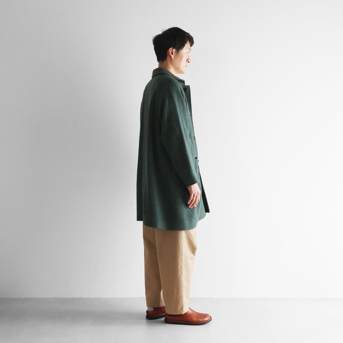 “HUIS×尾州”ウールドットツイードミドルコート 【ユニセックス】316