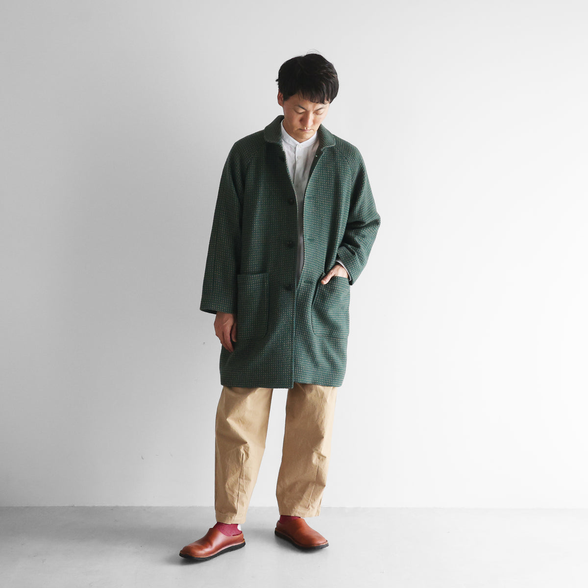 “HUIS×尾州”ウールドットツイードミドルコート 【ユニセックス】316