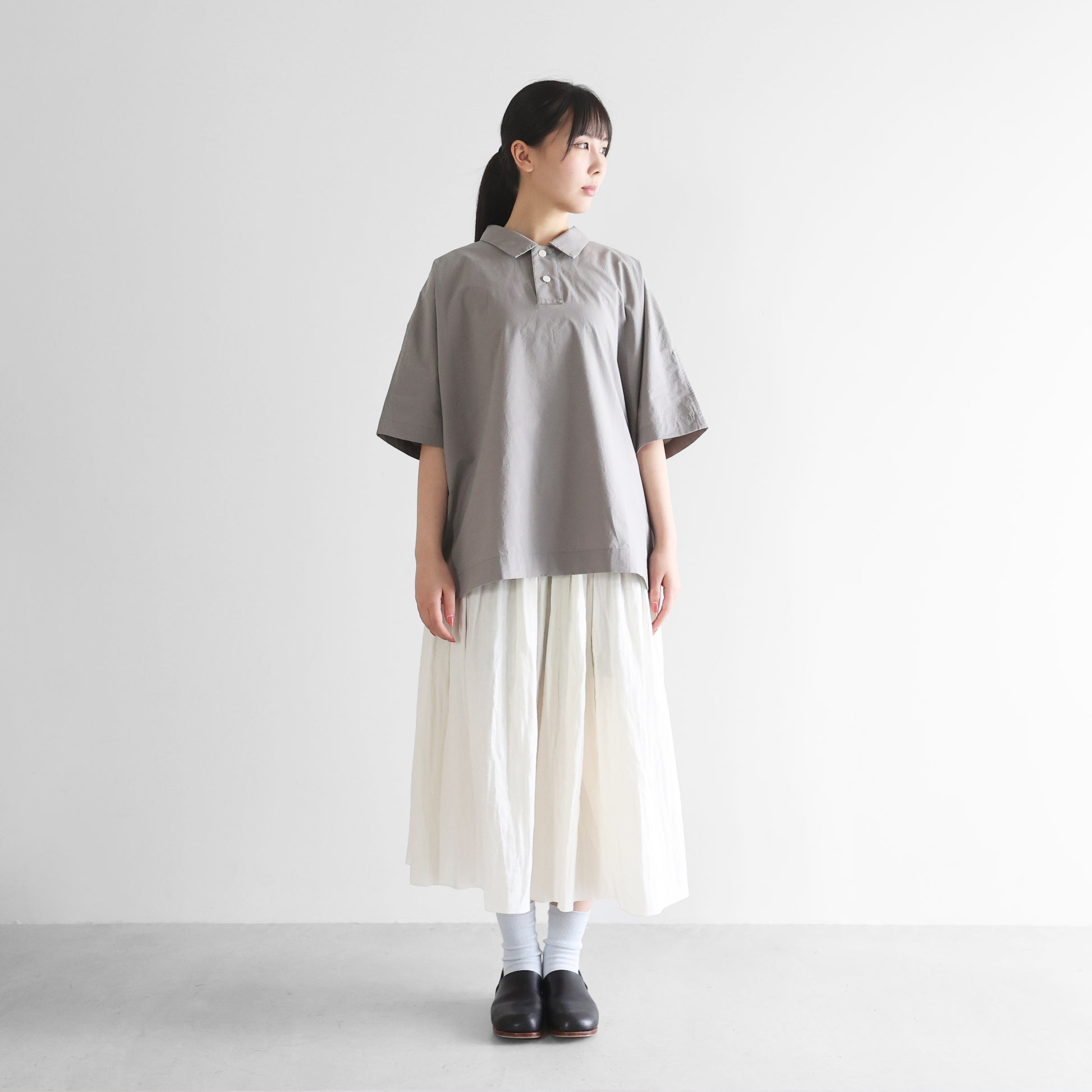 オーガニックコットンゆったり半袖プルオーバーシャツ【ユニセックス】616W