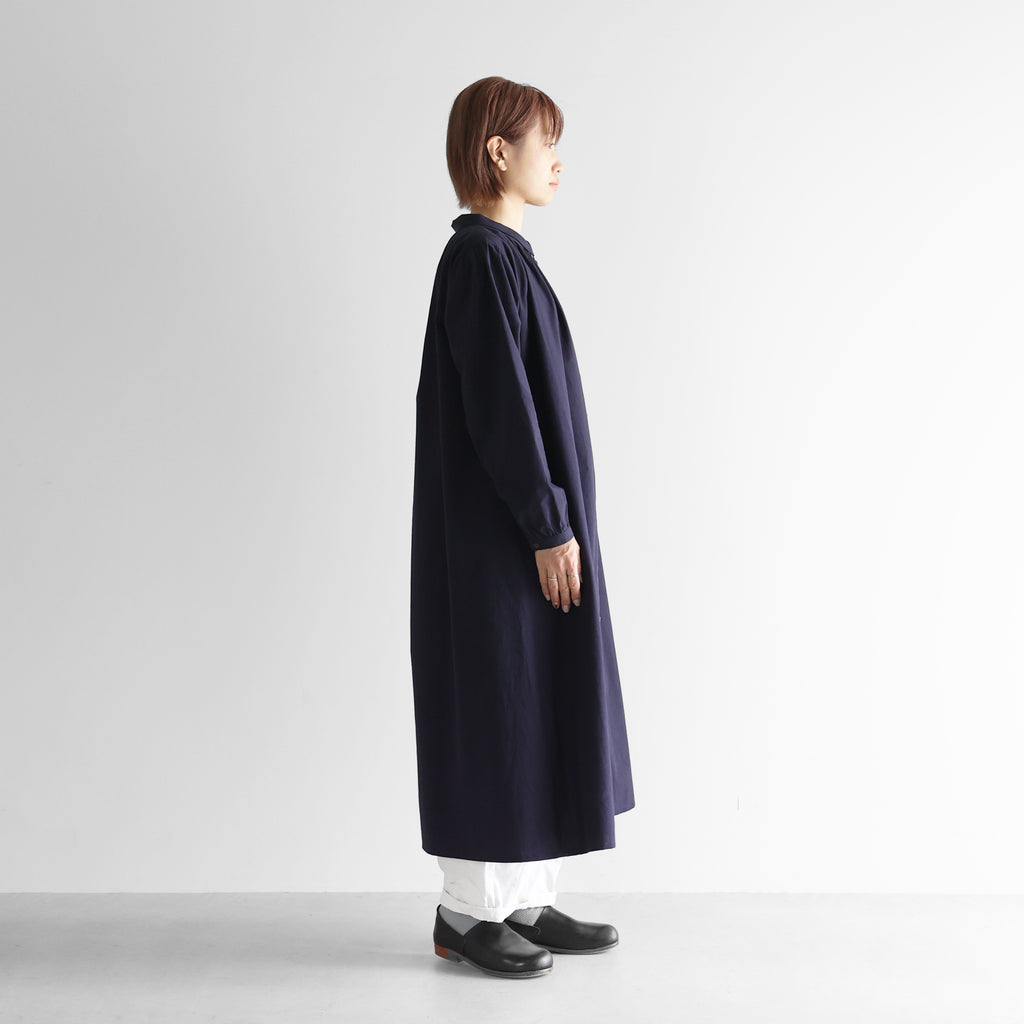 綿ウールタイプライタークロス前開きロングワンピース【レディス】 U217