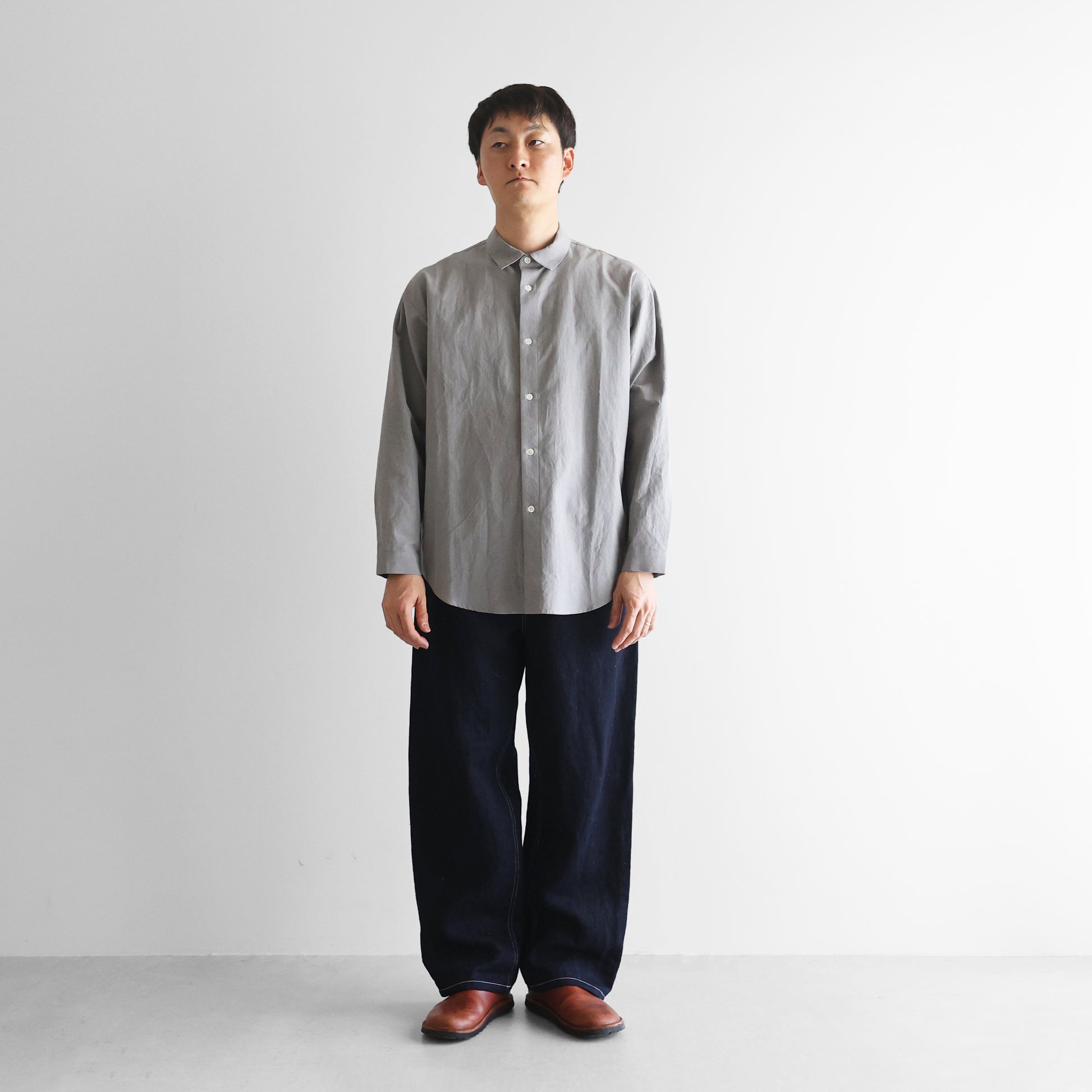 “HUIS×三備”綿麻シャトルデニムワイドストレートワークパンツ【ユニセックス】515