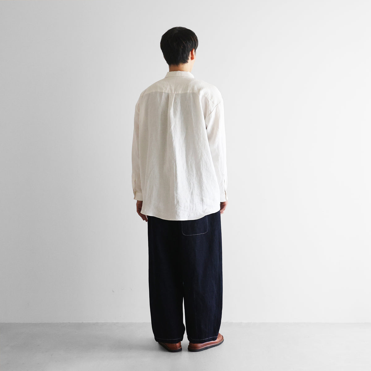 “HUIS×三備”綿麻シャトルデニムバルーンパンツロング【ユニセックス】506L