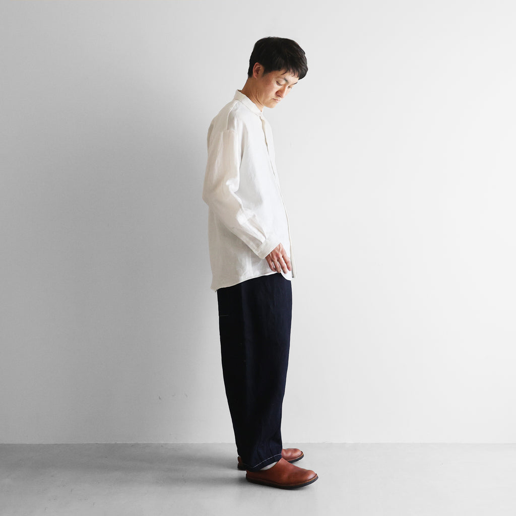 “HUIS×三備”綿麻シャトルデニムバルーンパンツロング【ユニセックス】506L