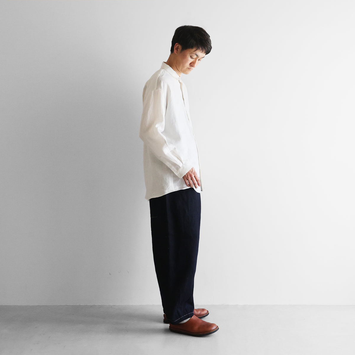 “HUIS×三備”綿麻シャトルデニムバルーンパンツロング【ユニセックス】506L