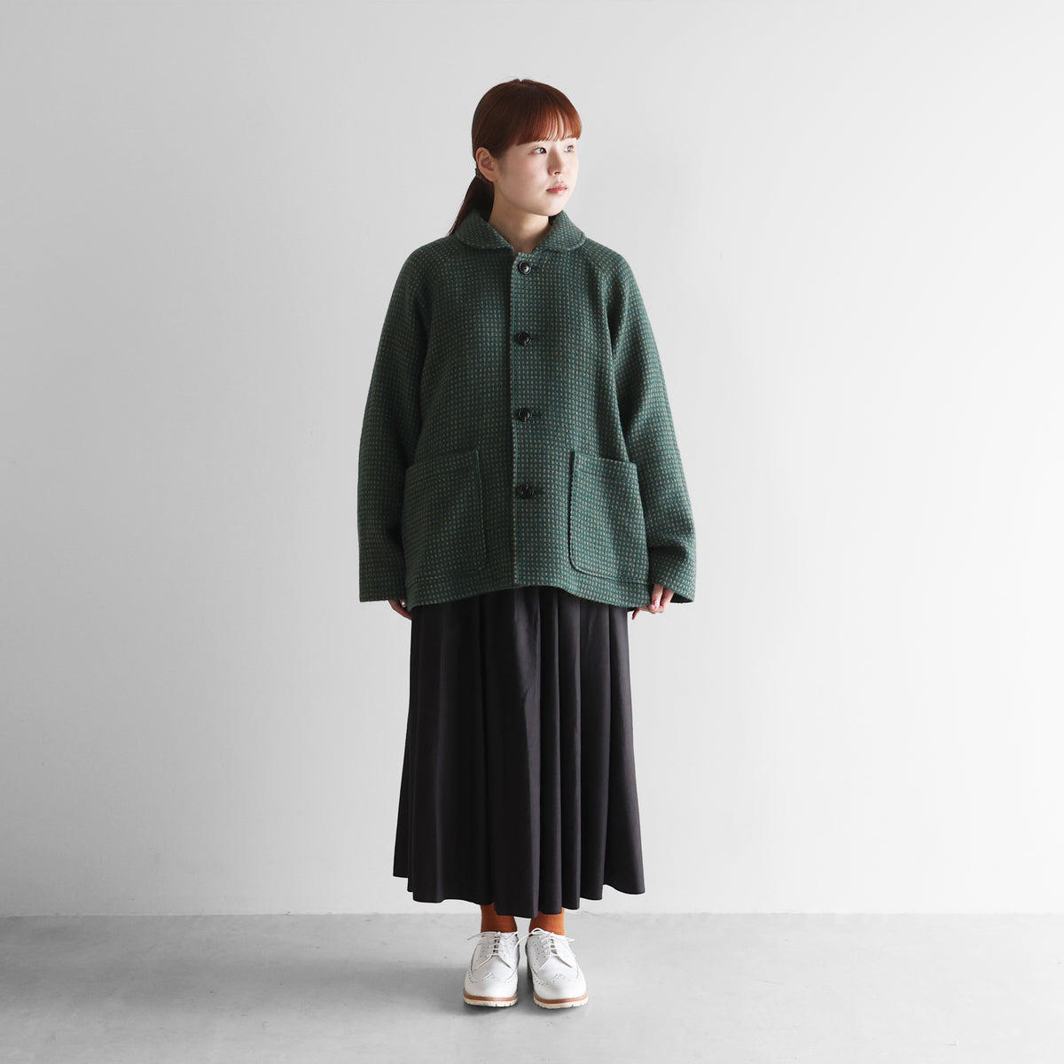 “HUIS×尾州”ウールドットツイードショートコート【ユニセックス】319