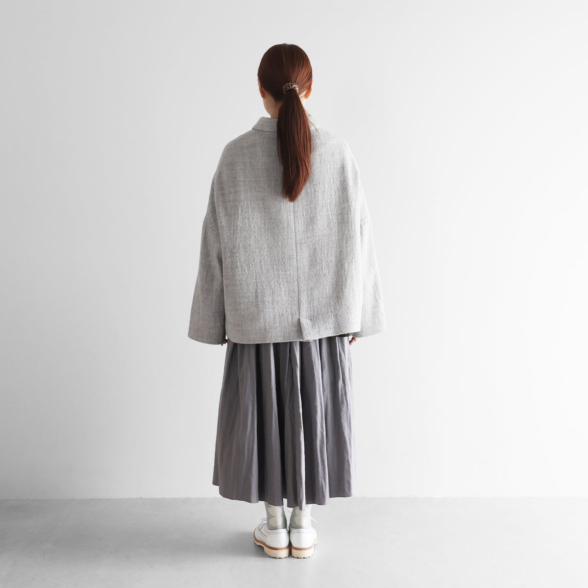 “HUIS×尾州”縮絨リファインウールワイドショートコート【レディス】U311