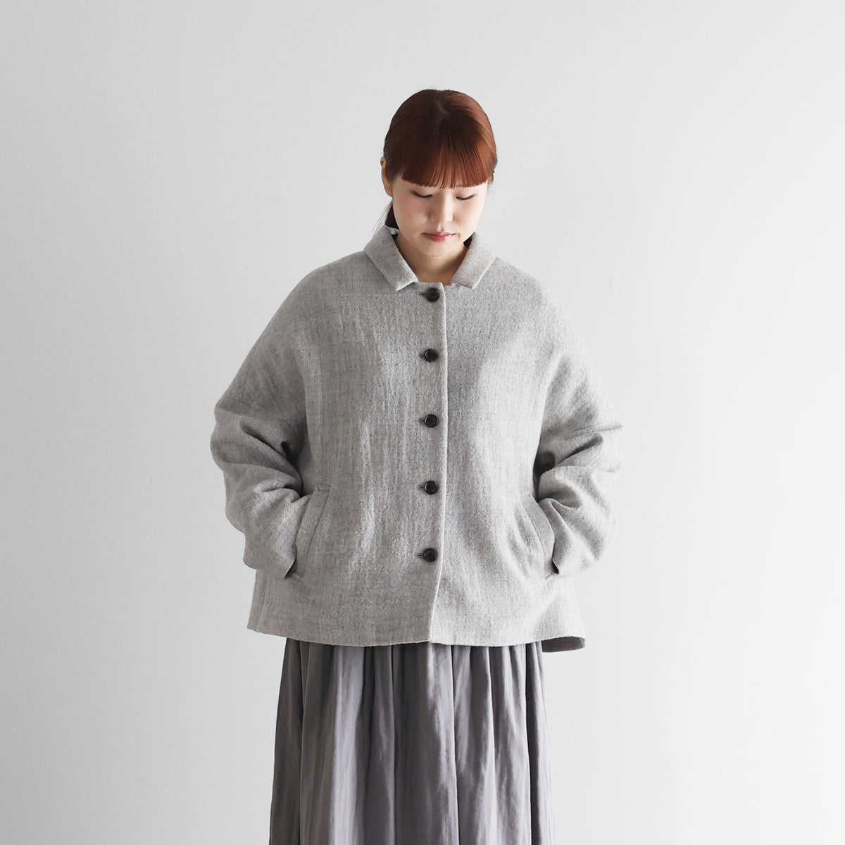“HUIS×尾州”縮絨リファインウールワイドショートコート【レディス】U311