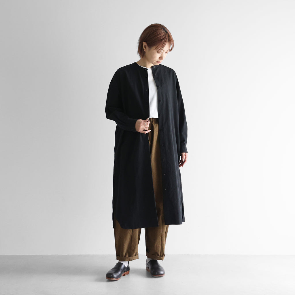 ギザコットンヘンプバンドカラーシャツロングワンピース【レディス】 U218