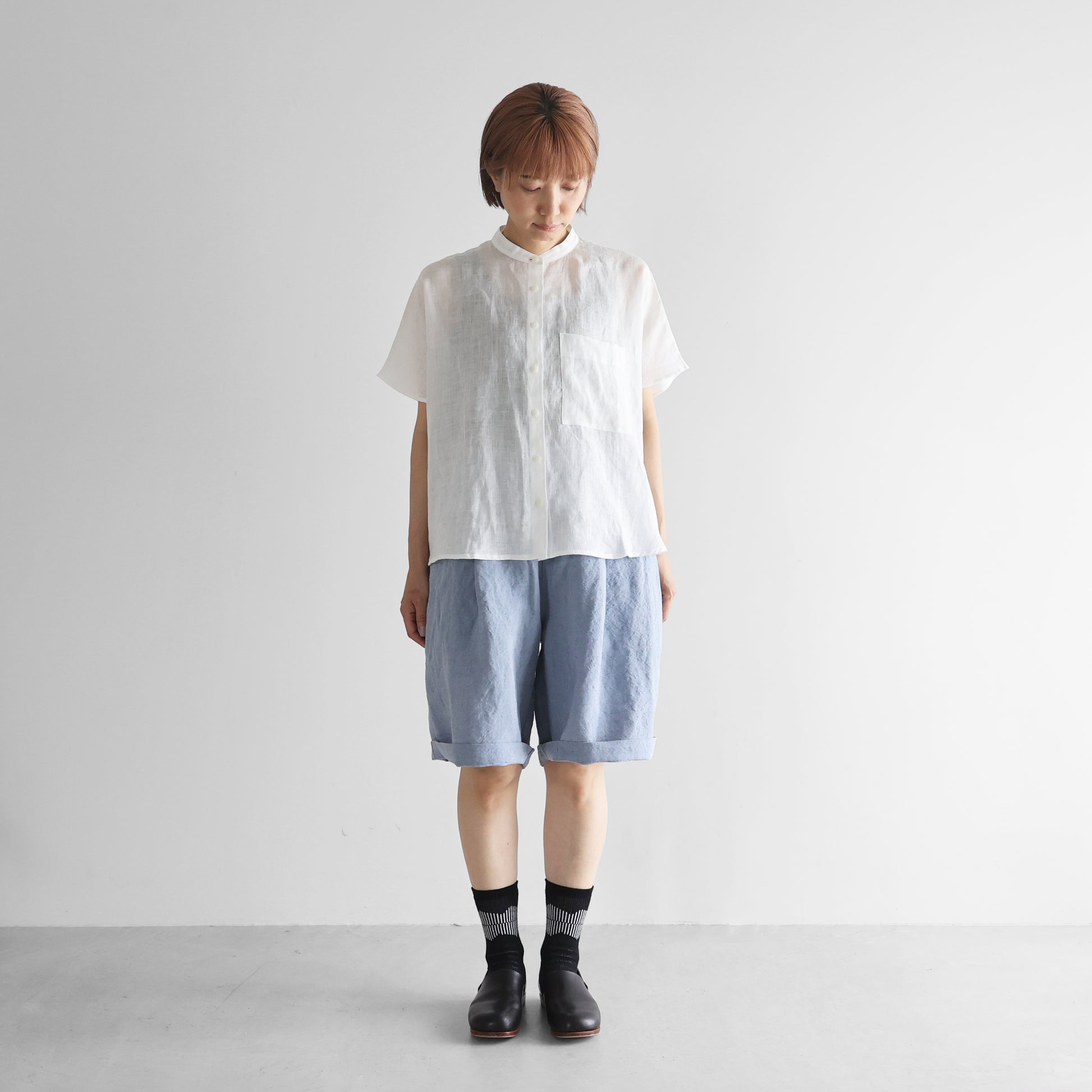 バンブーリネンワイドハーフパンツ【ユニセックス】514
