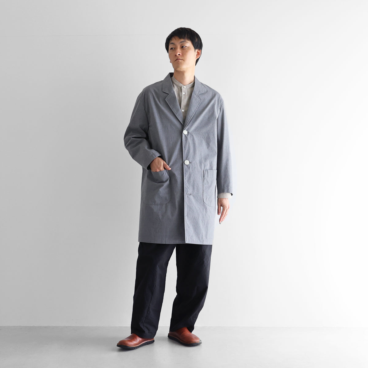 ウォッシャブルウールコットンショップコート【ユニセックス】302