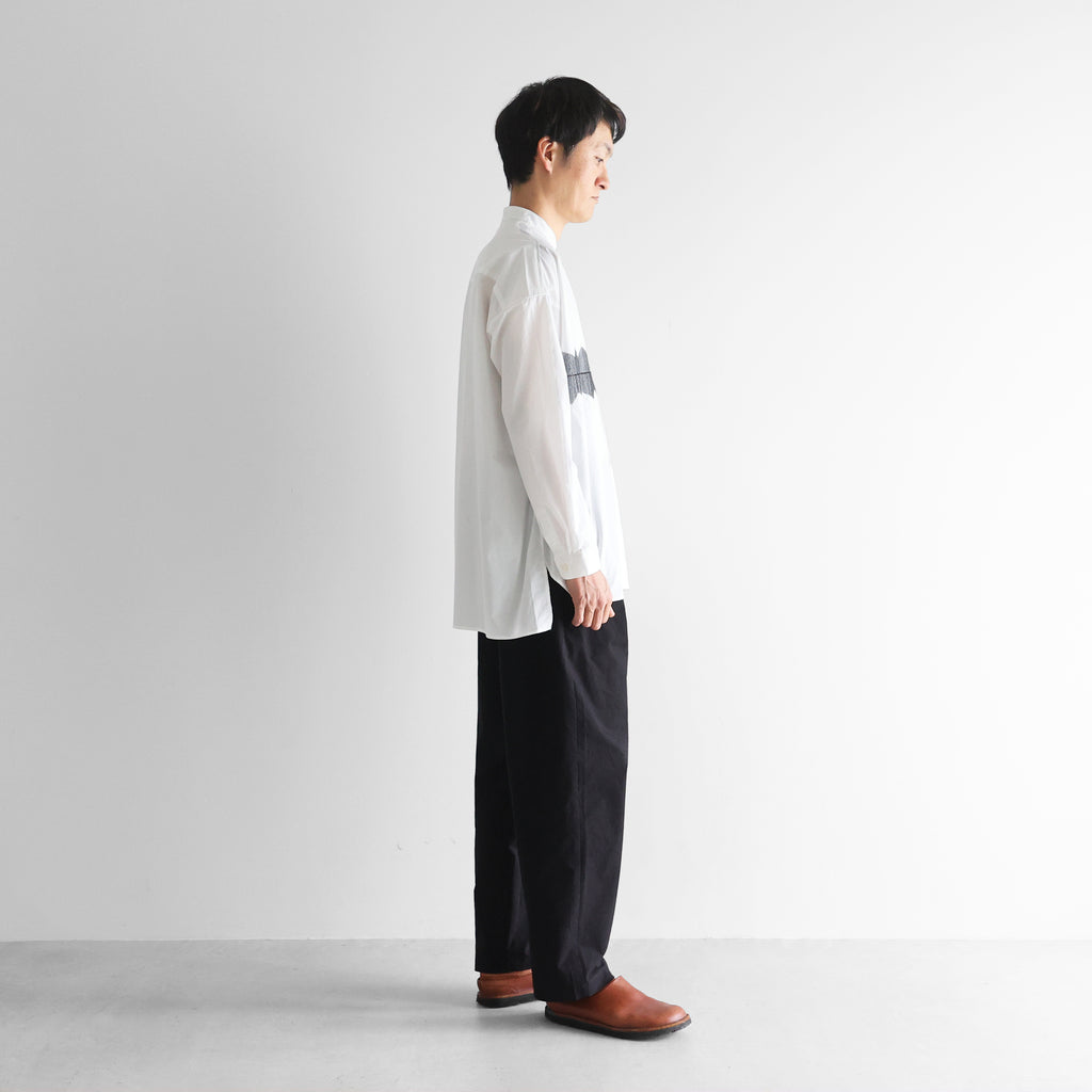 オーガニックコットン刺繍バンドカラーオーバーシャツ【ユニセックス】015EM