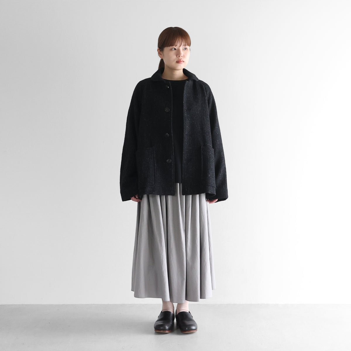 “HUIS×尾州”縮絨リネンウールショートコート【ユニセックス】319