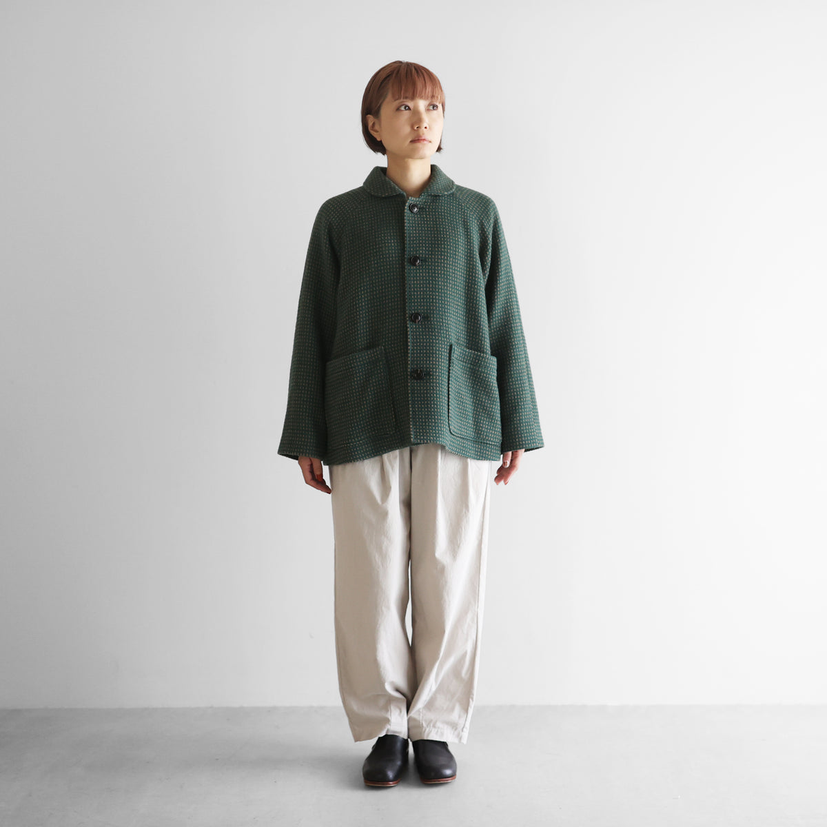 “HUIS×尾州”ウールドットツイードショートコート【ユニセックス】319