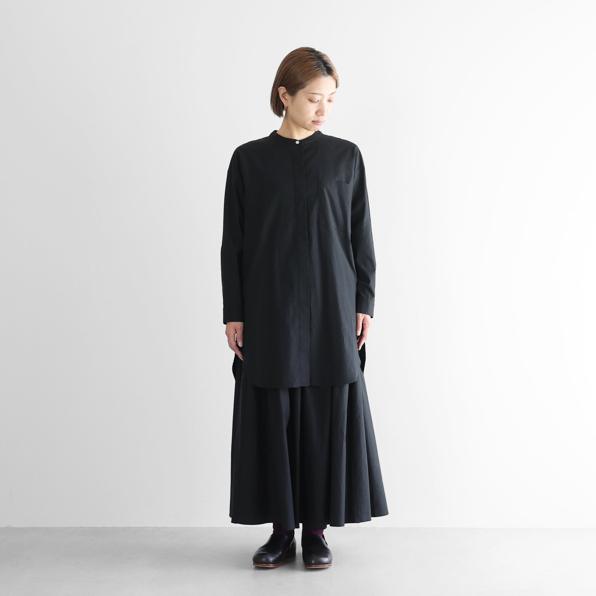 オーガニックコットンビエラ比翼ロングシャツ【レディス】021