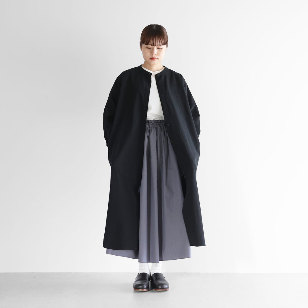 ギザコットンヘンプバンドカラーシャツロングワンピース【レディス】 U218