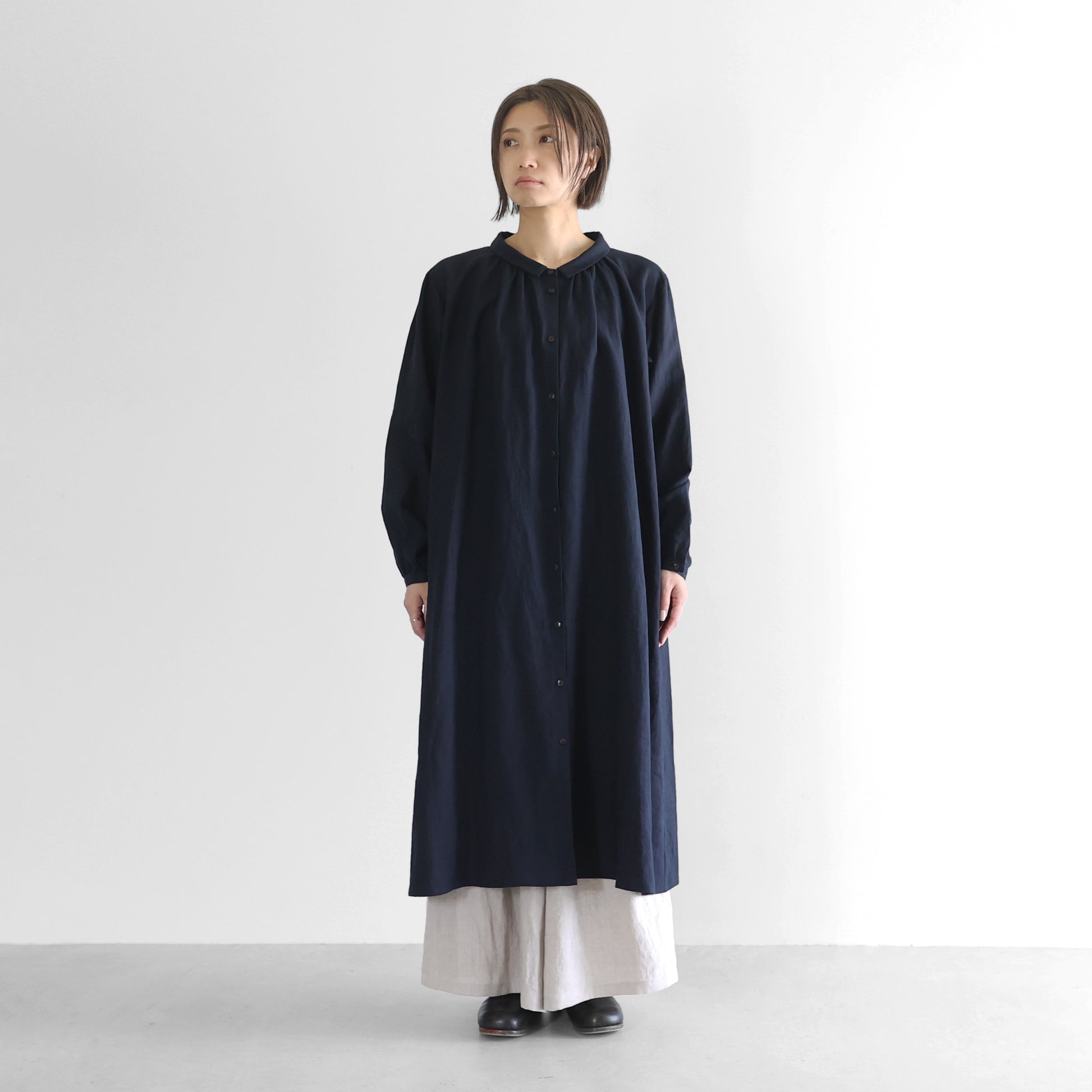 オールドレピアリネン前開きロングワンピース【レディス】 U217