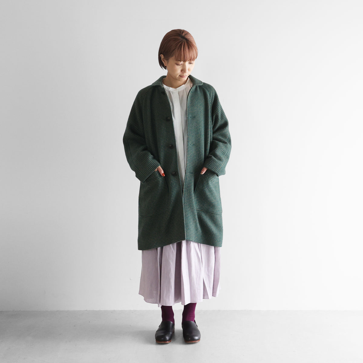 “HUIS×尾州”ウールドットツイードミドルコート 【ユニセックス】316