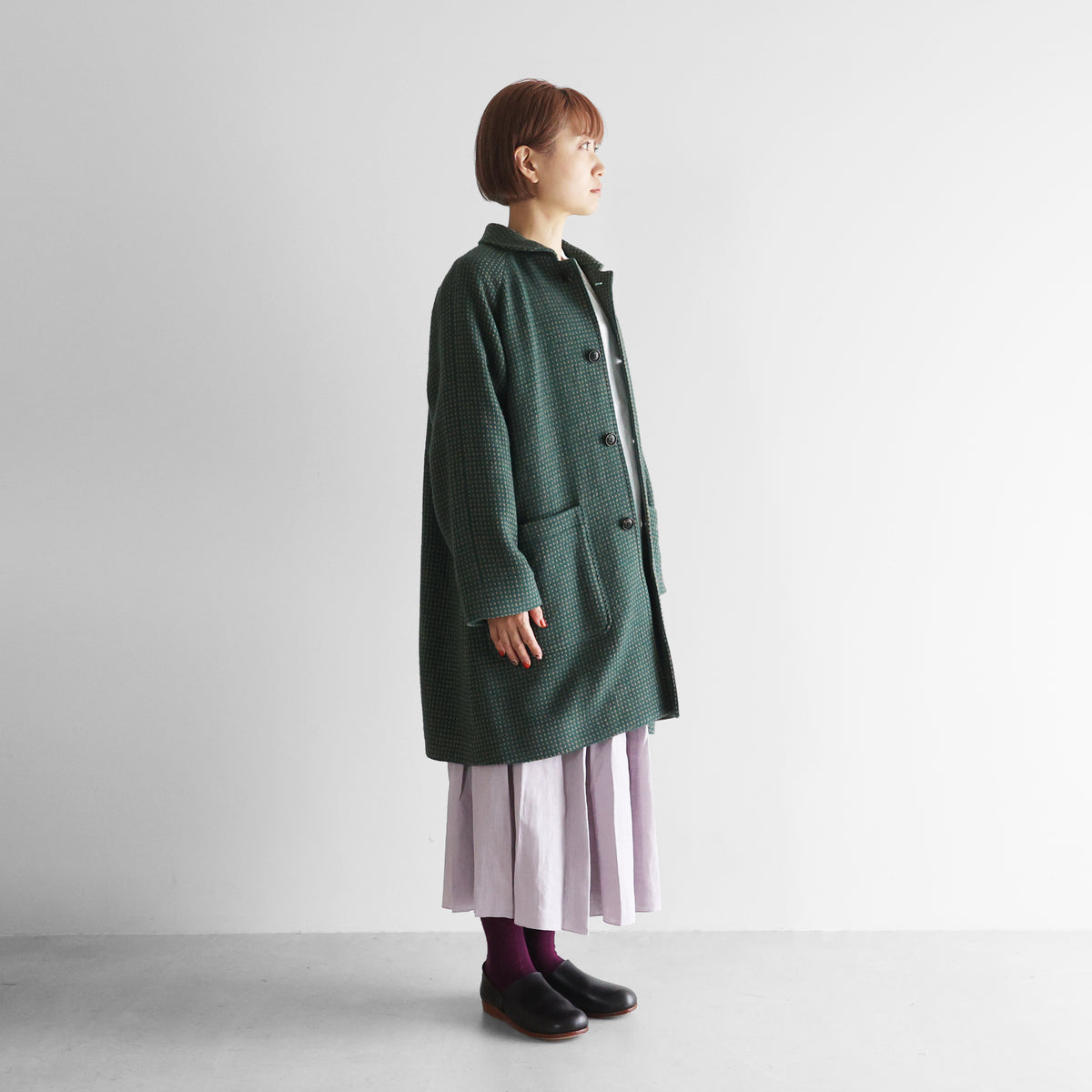 “HUIS×尾州”ウールドットツイードミドルコート 【ユニセックス】316
