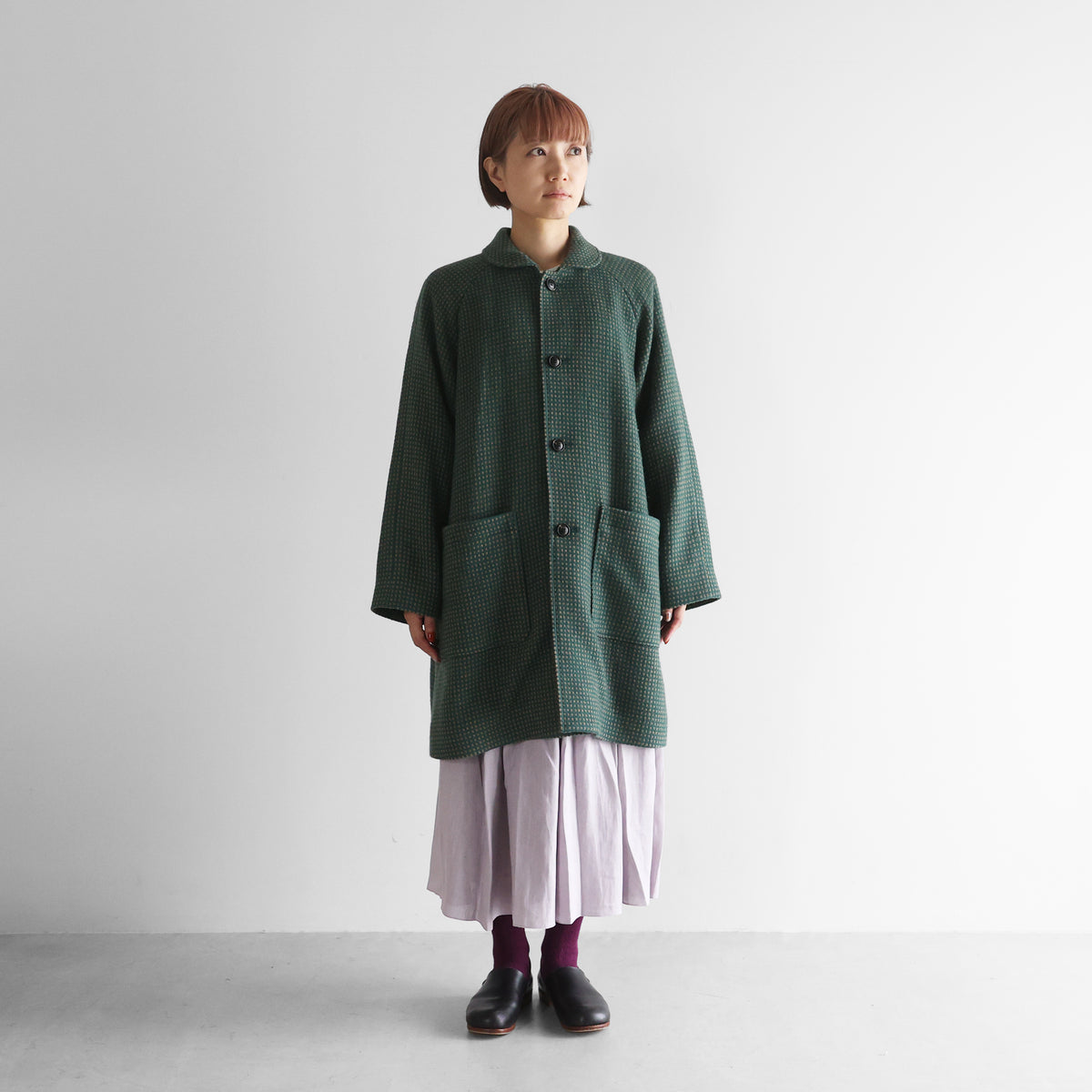 “HUIS×尾州”ウールドットツイードミドルコート 【ユニセックス】316