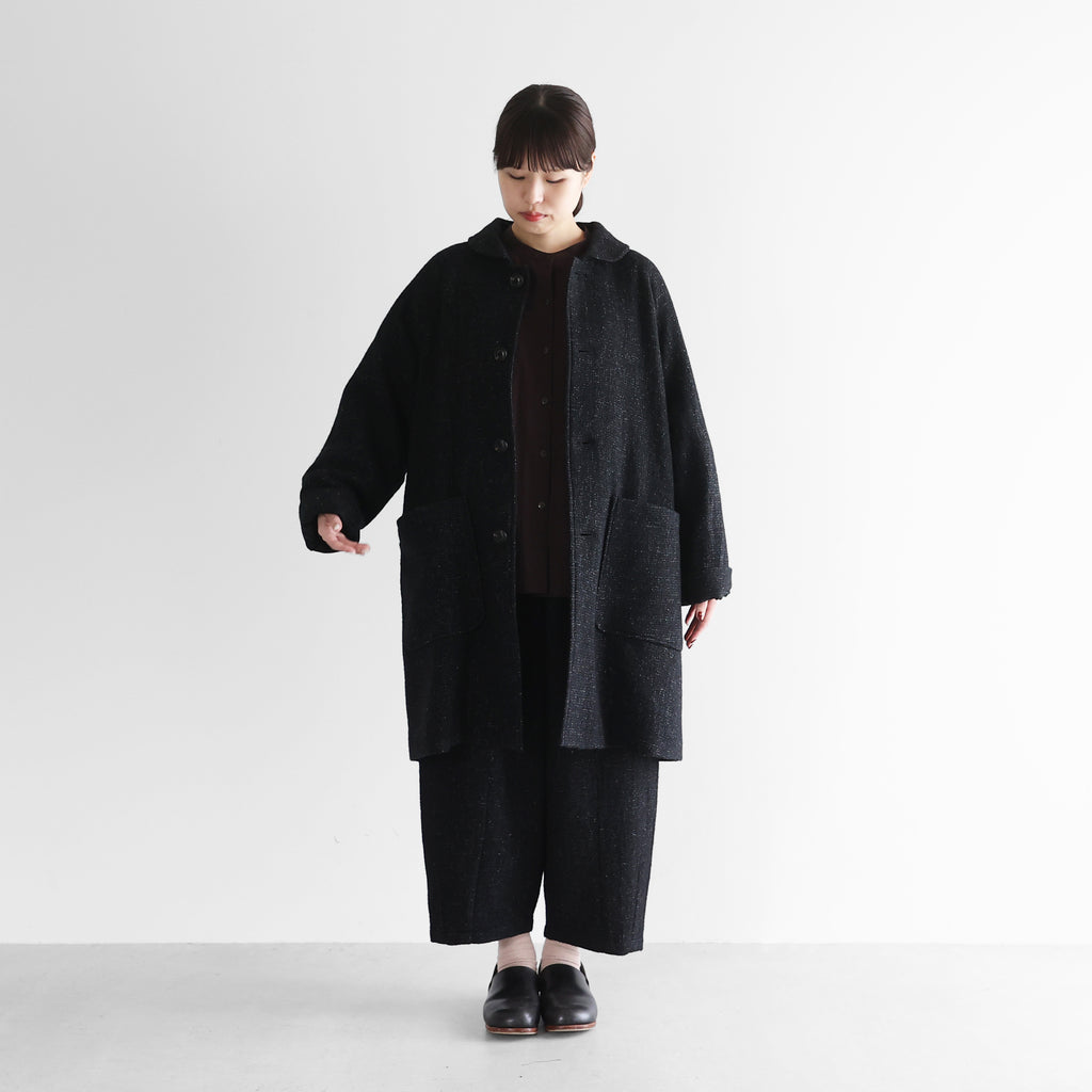 “HUIS×尾州”縮絨リネンウールミドルコート【ユニセックス】316