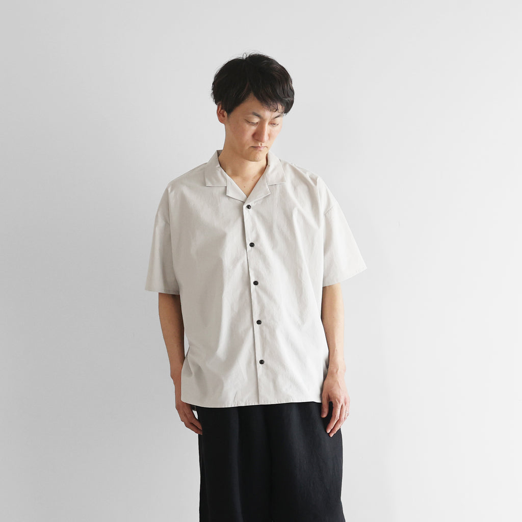 オーガニックコットンオープンカラー半袖オーバーシャツL【ユニセックス】022L