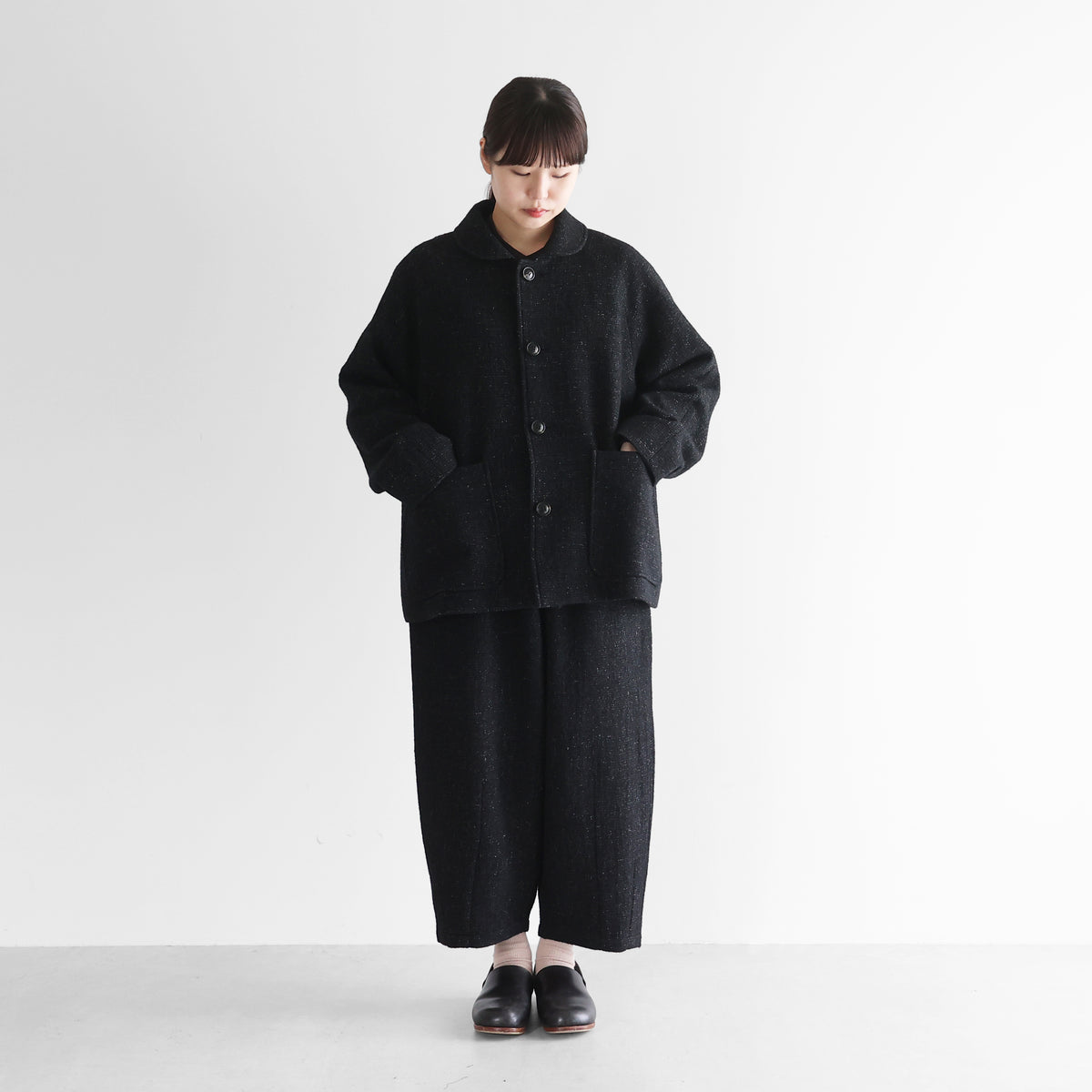 “HUIS×尾州”縮絨リネンウールショートコート【ユニセックス】319