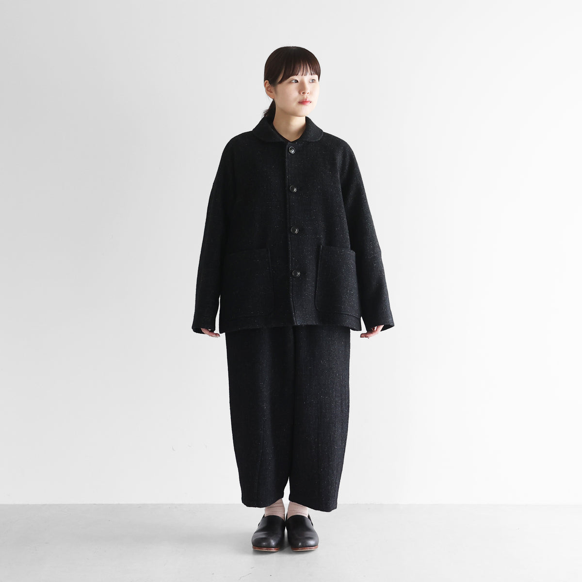 “HUIS×尾州”縮絨リネンウールショートコート【ユニセックス】319
