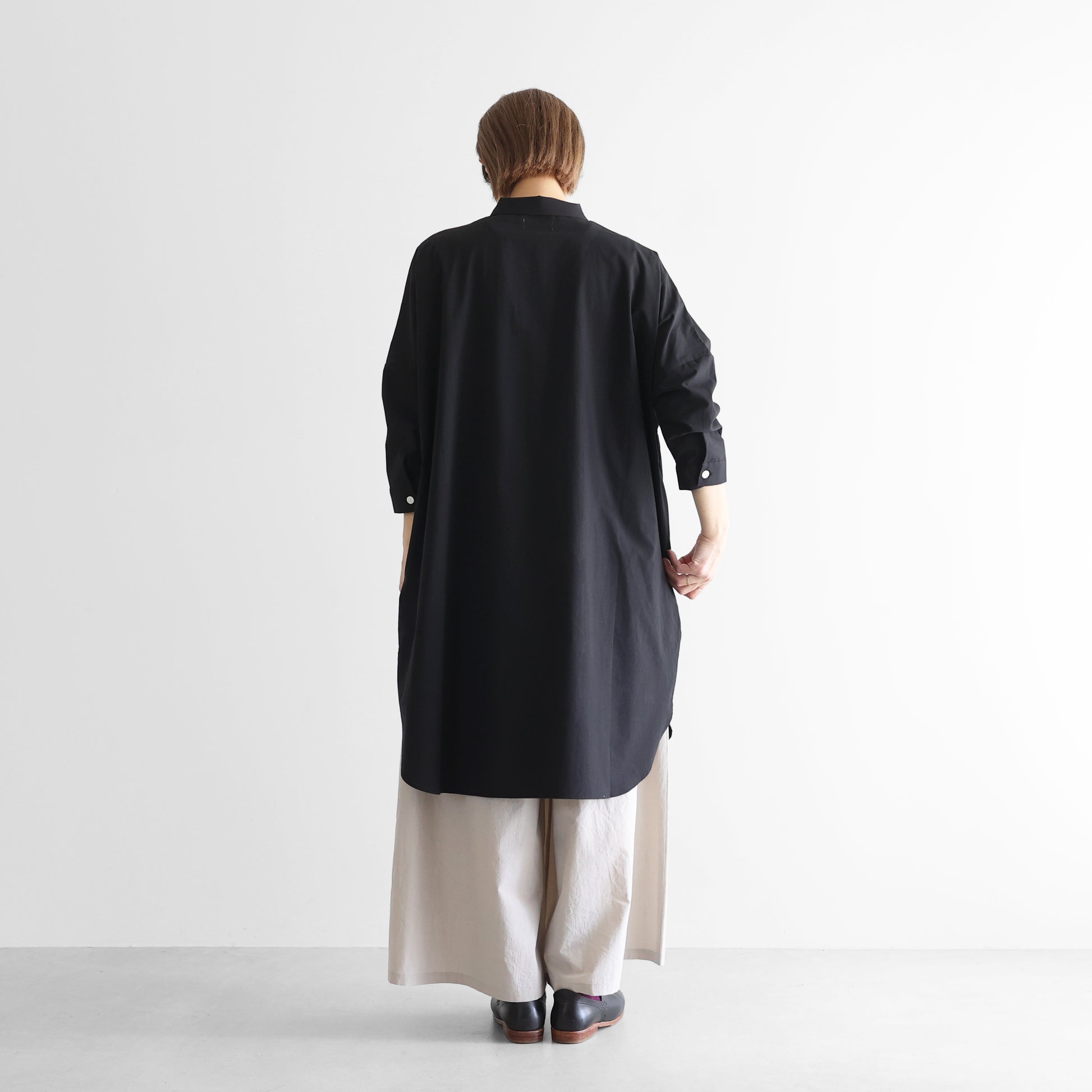【遠州織物×久留女木の棚田プロジェクト】棚田コットンロングシャツ【ユニセックス】004